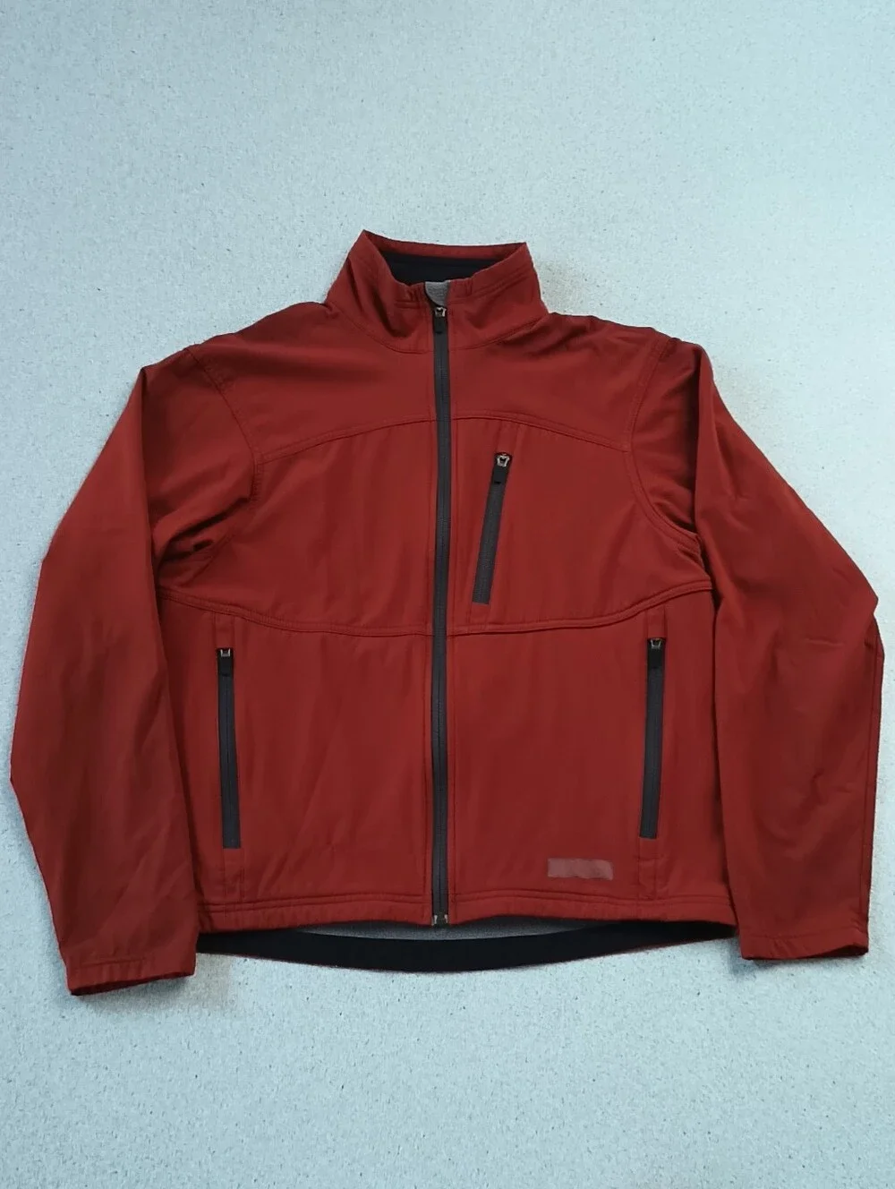 REI Men's Fleece-Lined Softshell Jacket Rust Orange Red Full Zip Pockets
